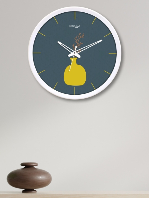 RANDOM White & Yellow Printed Contemporary 30.4 cm Analogue Wall Clock