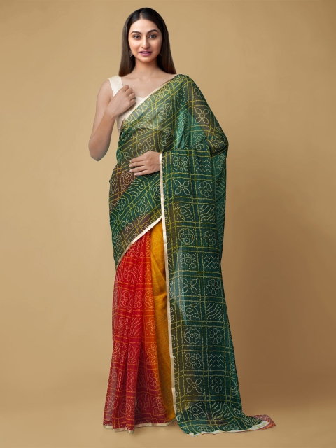 Unnati Silks Red & Yellow Bandhani Saree