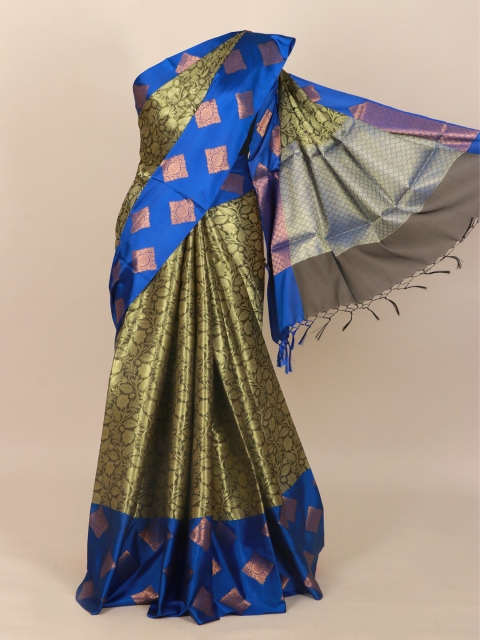 Pothys Green & Blue Ethnic Motifs Art Silk Banarasi Saree