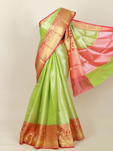 Pothys Green & Pink Woven Design Art Silk Banarasi Saree