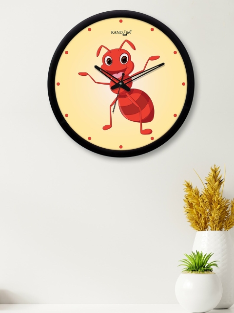 RANDOM Yellow & Red Printed 30 cm Analogue Contemporary Wall Clock