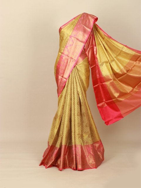 Pothys Cream-Coloured & Gold-Toned Ethnic Motifs Zari Art Silk Banarasi Saree