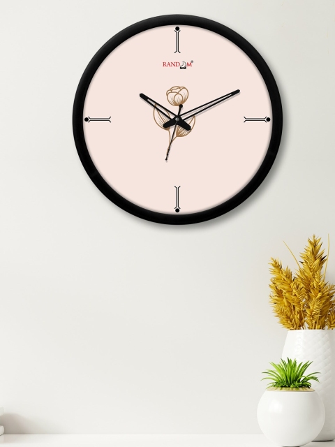 RANDOM Pink & Black Printed 30 cm Analogue Contemporary Wall Clock