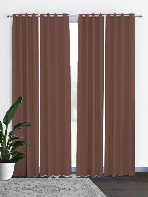 HOUZZCODE Brown Set of 4 Black Out Long Door Curtains