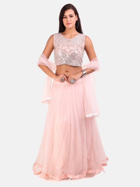 Grancy Peach-Coloured & Silver-Toned Embroidered Sequinned Ready to Wear Lehenga & Blouse With Dupatta
Grancy Peach-Coloured & Silver-Toned Embroidered Sequinned Ready to Wear Lehenga & Blouse With Dupatta