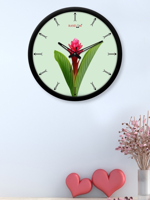 RANDOM Green & Black Printed 30 cm Analogue Contemporary Wall Clock