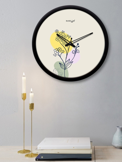 RANDOM Cream-Coloured & Yellow Printed Contemporary Wall Clock