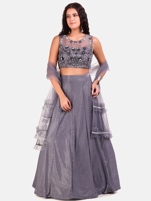 Grancy Grey & Silver-Toned Embroidered Sequinned Ready to Wear Lehenga & Blouse With Dupatta
Grancy Grey & Silver-Toned Embroidered Sequinned Ready to Wear Lehenga & Blouse With Dupatta