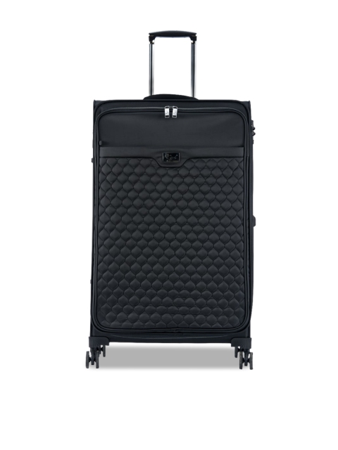 IT luggage Black Textured Large Soft-Sided Cabin Trolley Suitcase