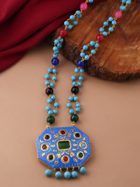 Tistabene Blue & Red Enamelled beaded Necklace