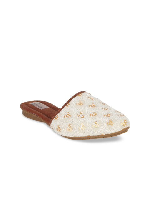 The Desi Dulhan Women White Embellished Leather Ethnic Mules Flats
The Desi Dulhan Women White Embellished Leather Ethnic Mules Flats