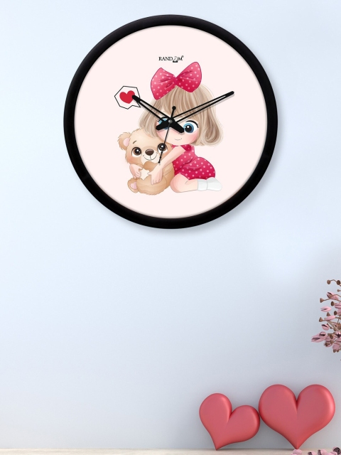 RANDOM White & Pink Printed 30 cm Analogue Contemporary Wall Clock