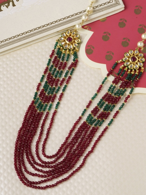 Tistabene Green & Maroon Gold-Plated Layered Necklace