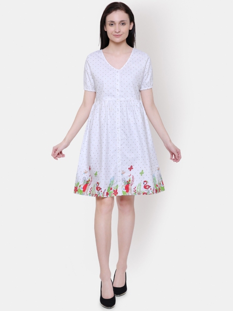 Yaadleen White Cotton Dress