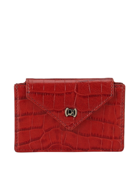 Da Milano Men Red Textured Leather Card Holder