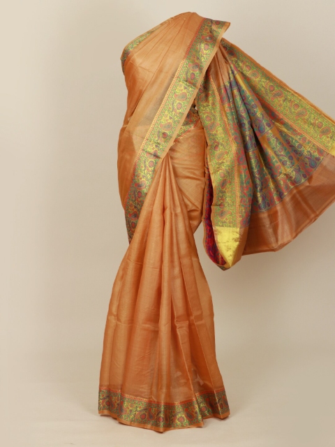 Pothys Tan & Gold Pure Silk Tussar Saree