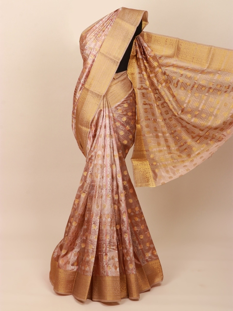 Pothys Pink & Gold-Toned Ethnic Motifs Zari Art Silk Saree
