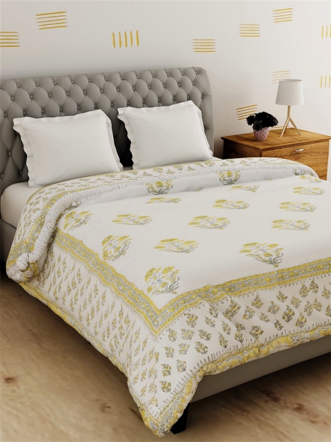 Salona Bichona White & Yellow Jaipuri Print Mild Winter 120 GSM Cotton Double Bed Quilt
Salona Bichona White & Yellow Jaipuri Print Mild Winter 120 GSM Cotton Double Bed Quilt