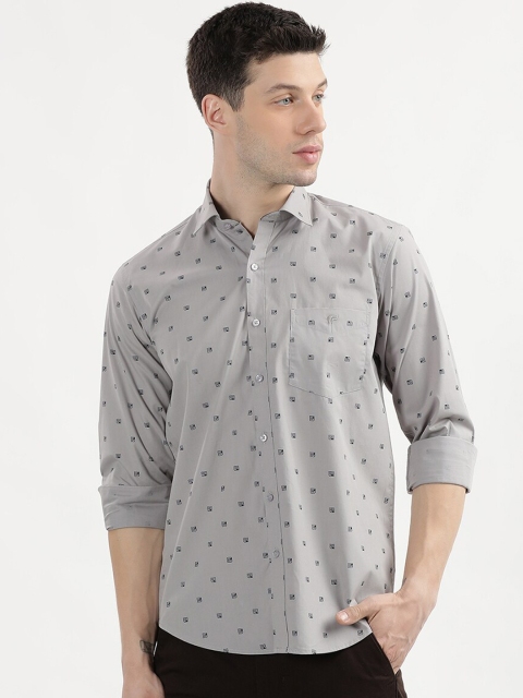 V2 Value & Variety Men Grey Slim Fit Printed Casual Shirt