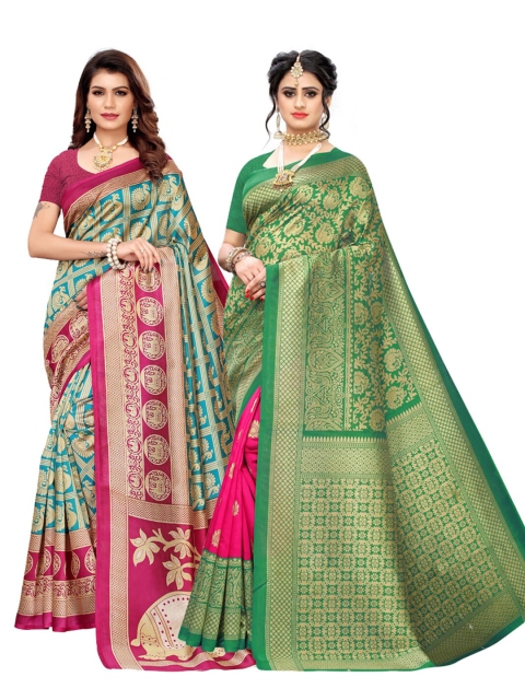 KALINI Multicoloured Set of 2 Art Silk Saree, Multi