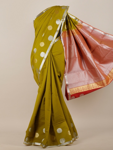 Pothys Green & Red Floral Art Silk Saree