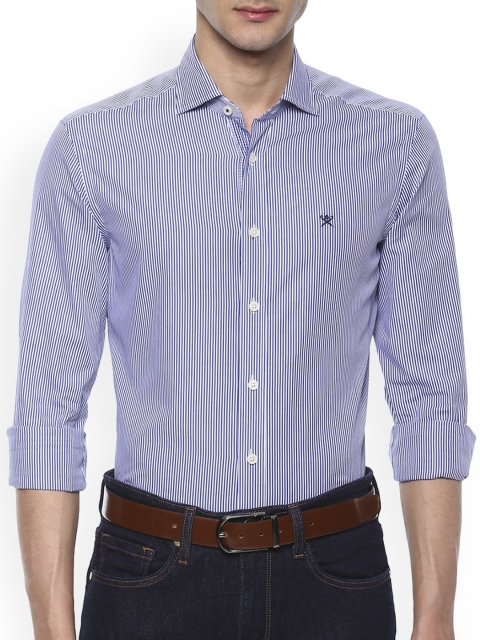 HACKETT LONDON Men Navy Blue Striped Slim Fit Casual Shirt