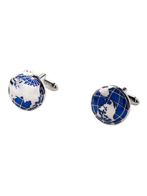 The Tie Hub Men Blue & Silver-Toned Cufflink