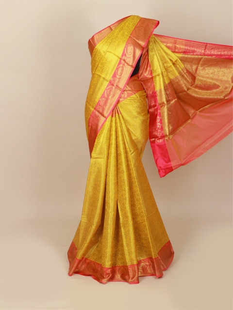 Pothys Yellow & Pink Woven Design Art Silk Banarasi Saree