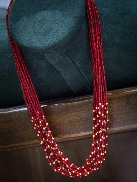 Alankruthi Maroon & Gold-Toned Layered Chain