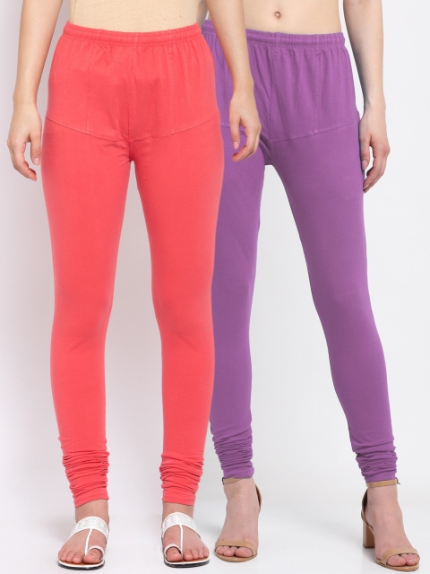 KLOTTHE Women Pack Of 2 Lavender-Coloured & Coral Solid Cotton Churidar-Length Leggings
KLOTTHE Women Pack Of 2 Lavender-Coloured & Coral Solid Cotton Churidar-Length Leggings