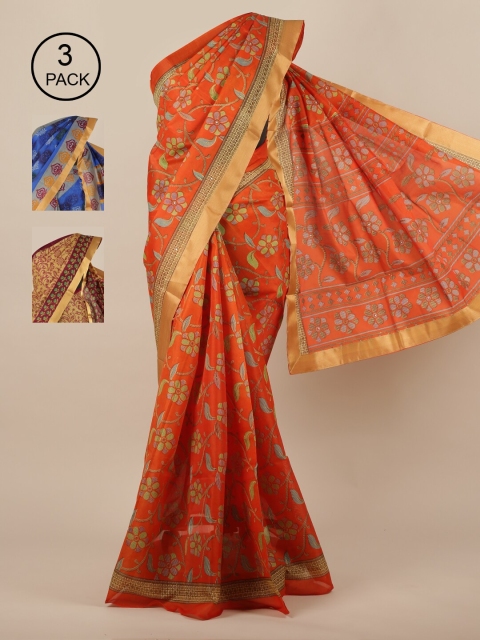 Pothys Multicoloured Set of 3 Saree, Multi