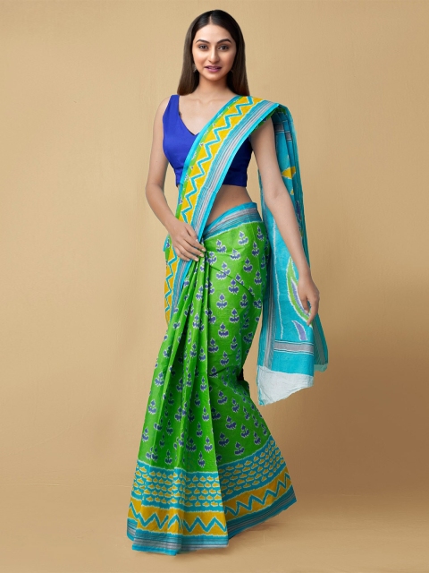 Unnati Silks Women Green & Turquoise Blue Pure Krisha Summer Cotton Sustainable Saree
Unnati Silks Women Green & Turquoise Blue Pure Krisha Summer Cotton Sustainable Saree