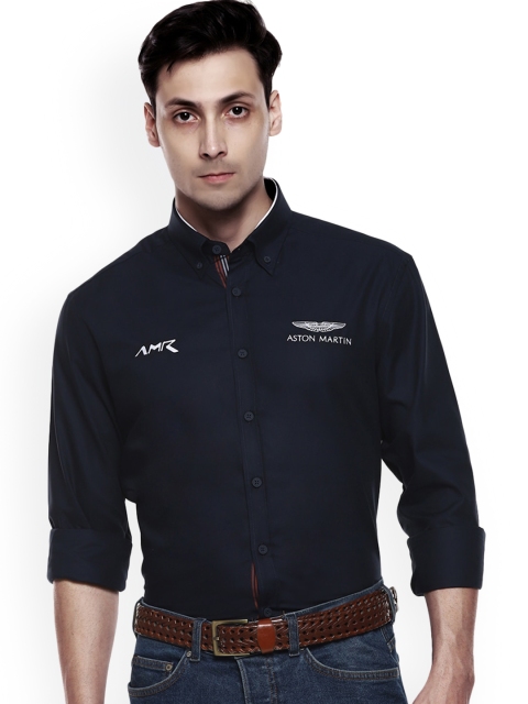 HACKETT LONDON Men Navy Blue Slim Fit Casual Shirt