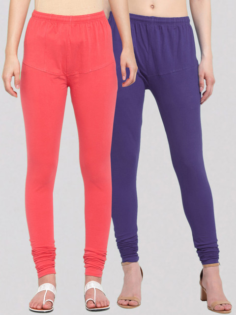 KLOTTHE Women Pack Of 2 Purple & Coral Pink Solid Cotton Churidar-Length Leggings
KLOTTHE Women Pack Of 2 Purple & Coral Pink Solid Cotton Churidar-Length Leggings