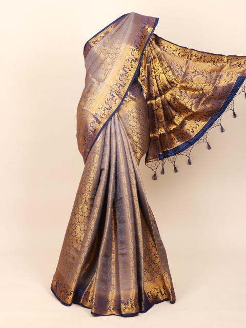 Pothys Grey & Gold-Toned Ethnic Motifs Zari Art Silk Banarasi Saree