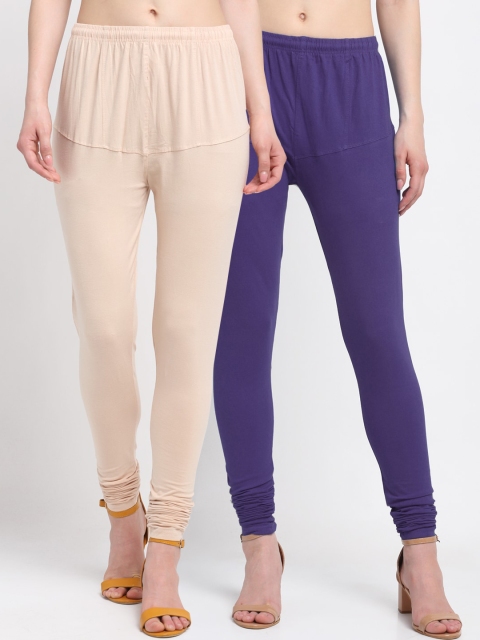 KLOTTHE Women Pack Of 2 Blue & Beige Solid Churidar-Length Cotton Ankle-Length Leggings
KLOTTHE Women Pack Of 2 Blue & Beige Solid Churidar-Length Cotton Ankle-Length Leggings