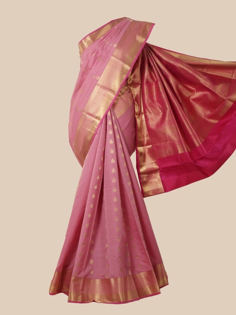 Pothys Pink & Gold-Toned Ethnic Motifs Zari Pure Silk Kanjeevaram Saree