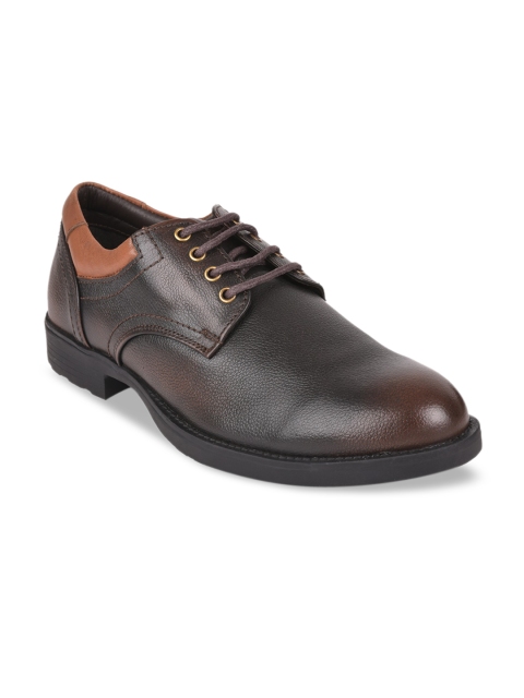 Liberty Men Brown Textured Leather Formal Derbys
