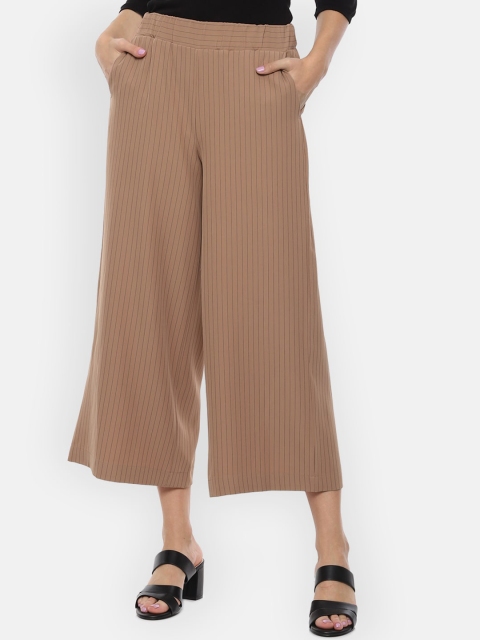 Van Heusen Woman Women Beige Striped Loose Fit Culottes Trousers