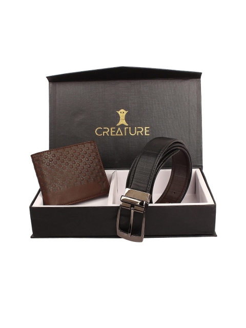 Creature Men Black & Brown Textured Accessory Gift Set