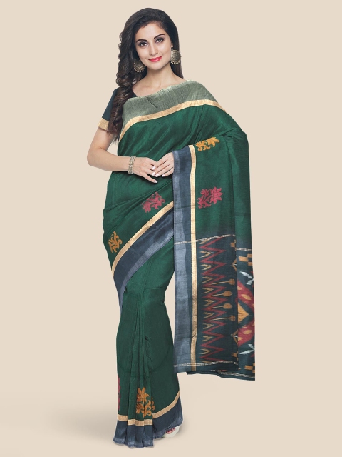 Kalamandir Green & Pink Printed Saree