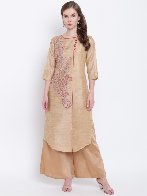Shakumbhari Women Beige Ethnic Motifs Embroidered Thread Work Chanderi Silk Chanderi Silk Kurta
Shakumbhari Women Beige Ethnic Motifs Embroidered Thread Work Chanderi Silk Chanderi Silk Kurta