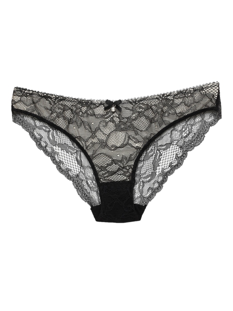 Heart 2 Heart Women Black Self Design Lace Bikini Brief H2H 83N