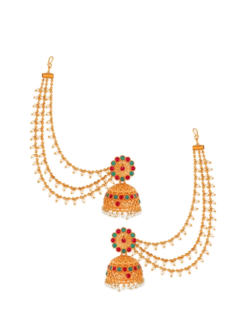 aadita Gold Dome Shaped Jhumkas Earrings
