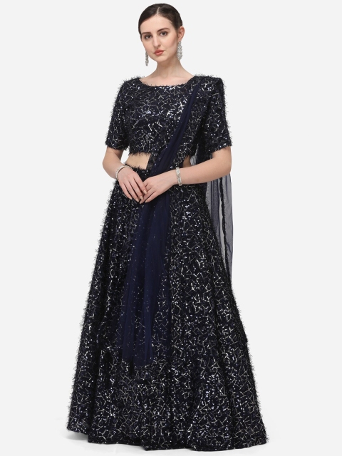 JATRIQQ Women Navy Blue Sequinned Semi-Stitched Lehenga & Unstitched Blouse with Dupatta
JATRIQQ Women Navy Blue Sequinned Semi-Stitched Lehenga & Unstitched Blouse with Dupatta