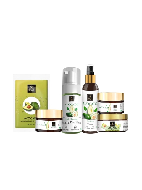 Good Vibes Avocado Range Combo Kit - Face Wash, Toner, Scrub, Mask, Cream, Sheet Mask, White
Good Vibes Avocado Range Combo Kit - Face Wash, Toner, Scrub, Mask, Cream, Sheet Mask, White