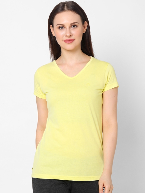 Sweet Dreams Women Yellow Solid Cotton Lounge T-shirts