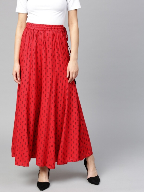 KSUT Women Red Printed Flared Palazzos