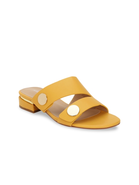 Allen Solly Woman Yellow Embellished PU Block Sandals