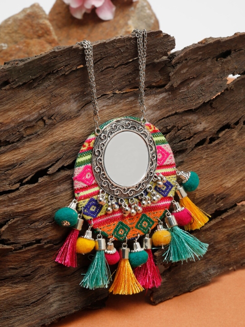 NEUDIS Oxidised Multicoloured Silver-Plated Mirror & Tasselled Detail Necklace, Multi
NEUDIS Oxidised Multicoloured Silver-Plated Mirror & Tasselled Detail Necklace, Multi